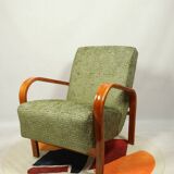 Fauteuil Art déco en jacquard géométrique vert par Kropacek Kozelek 1950