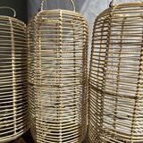 Large lantern-shaped rattan pendant lamp H50 D24