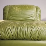 Green eco-leather armchairs, 1970s
