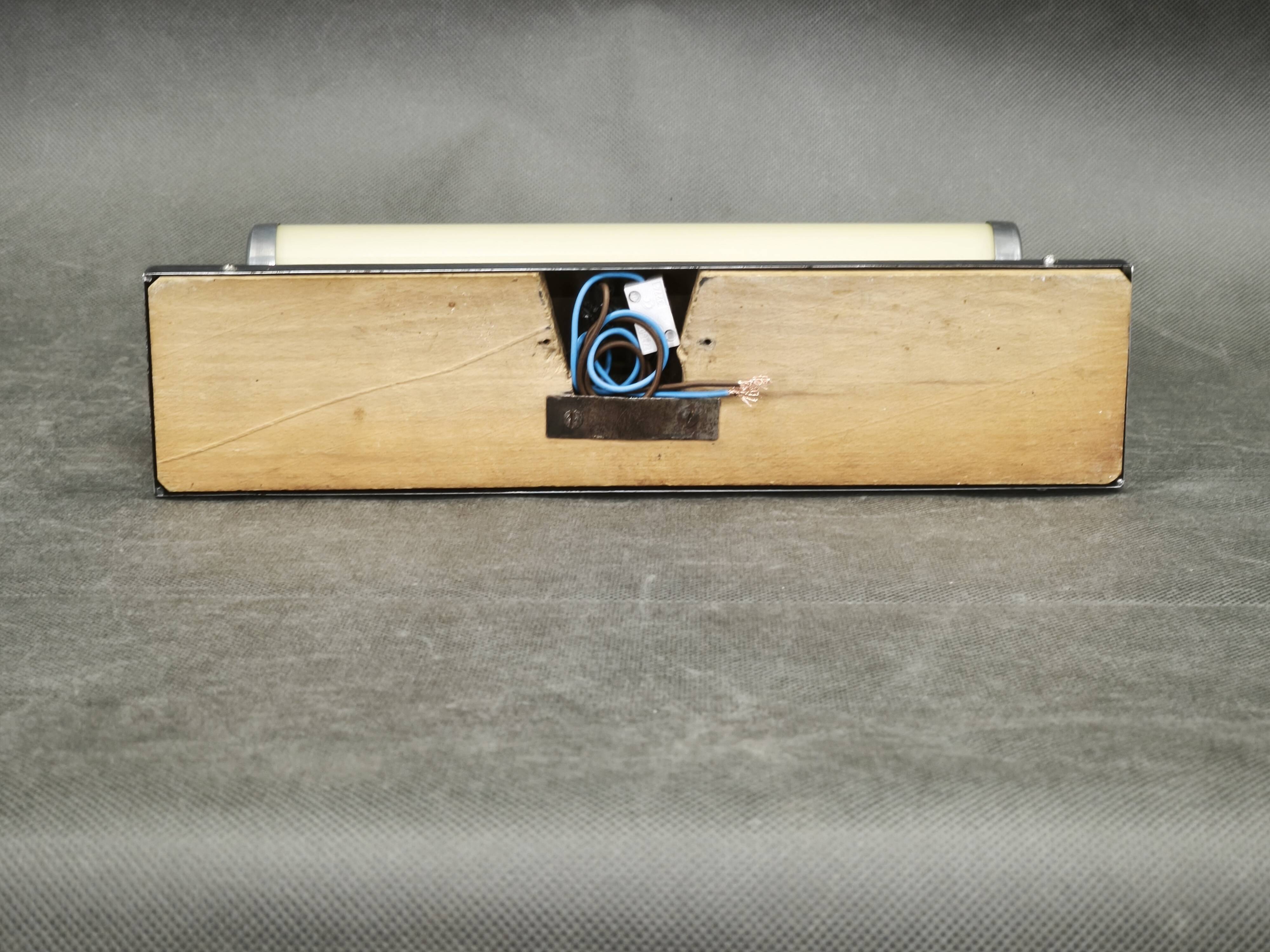 1930s Bauhaus Chrome Wall Light with Cream Opaline Glass, Czechoslovakia