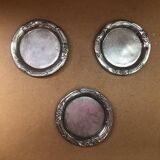Series of 3 pewter bottle coasters vintage grape & wheat decor #b004