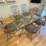 Table en fer forgé , 4 chaises et 2 fauteuils, Italie