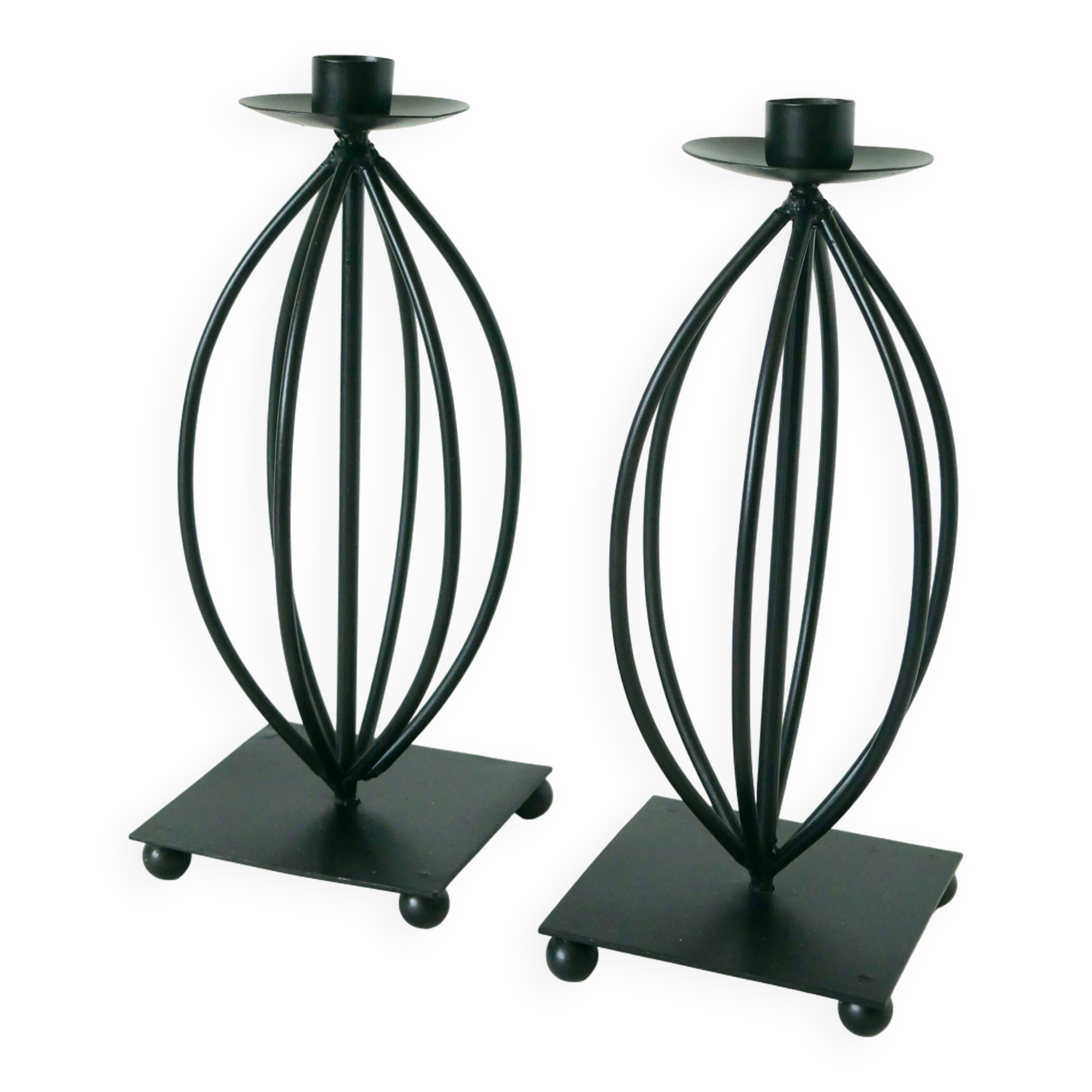 Pair of wrought iron candlesticks, Vintage