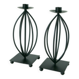 Pair of wrought iron candlesticks, Vintage
