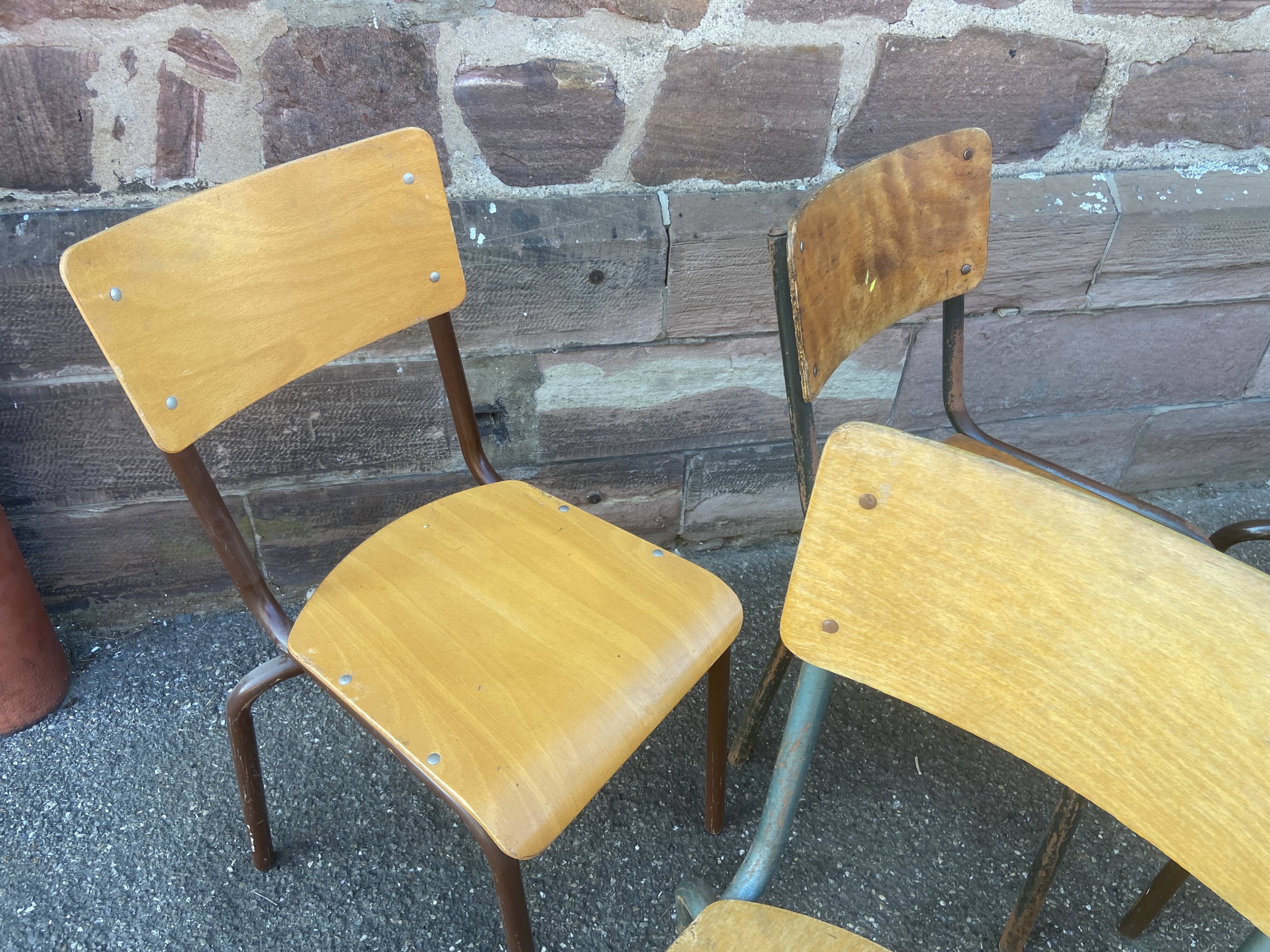 Lot de 15 chaises d'école mullca delagrave dépareillées vintage