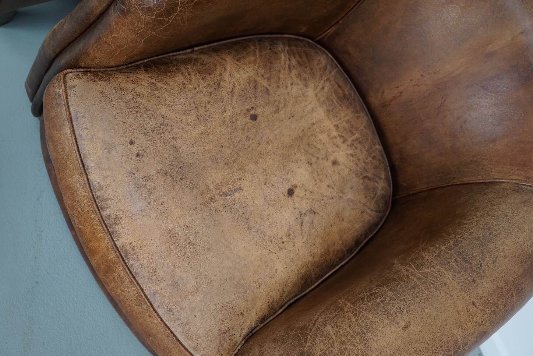 Vintage Dutch cognac coloured leather club chair, set of 2