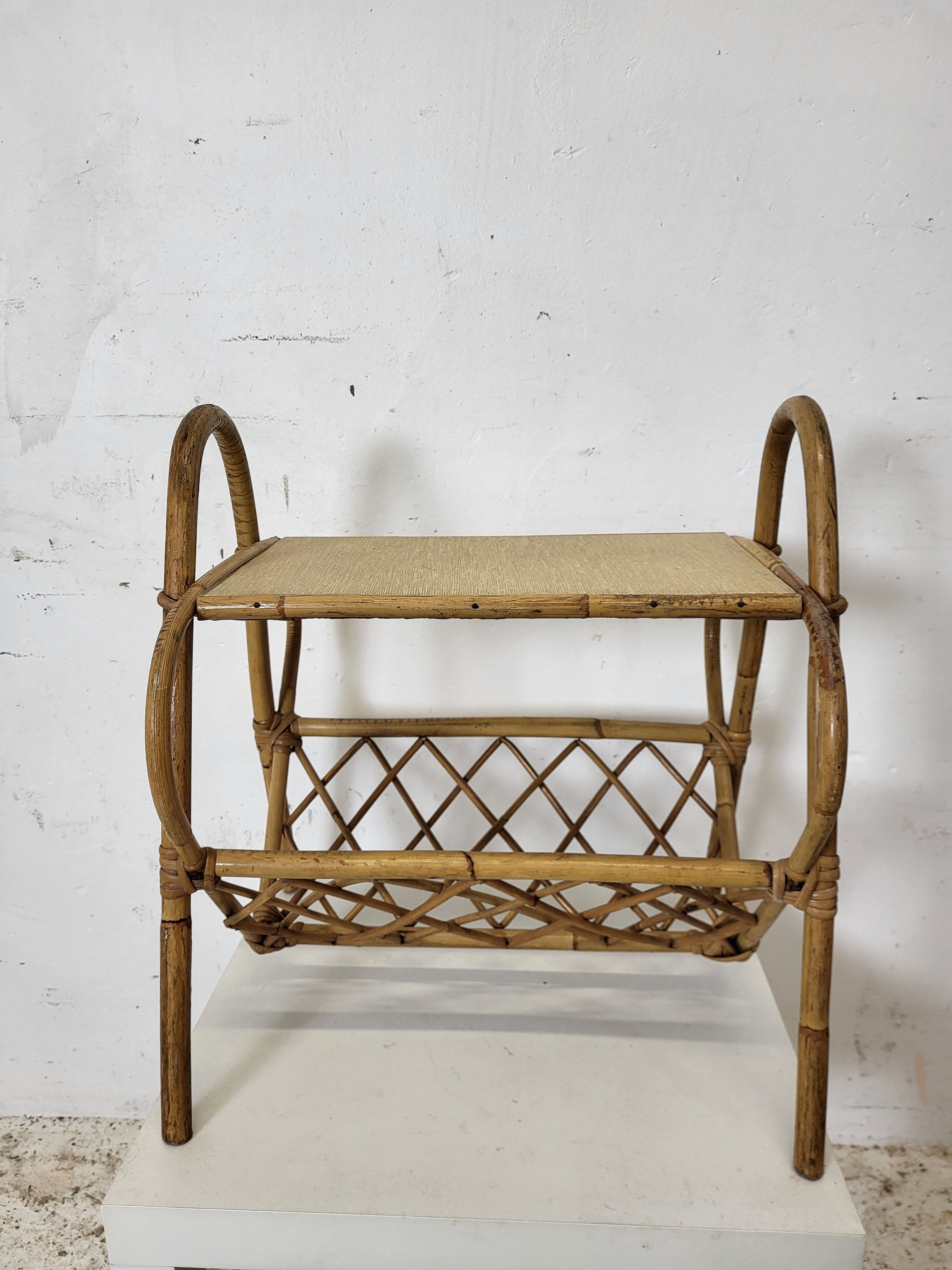 Rattan magazine holder