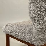 Danish beside chair in grey sheep skin  1940s