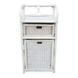 Old White Rattan Linen Cabinet