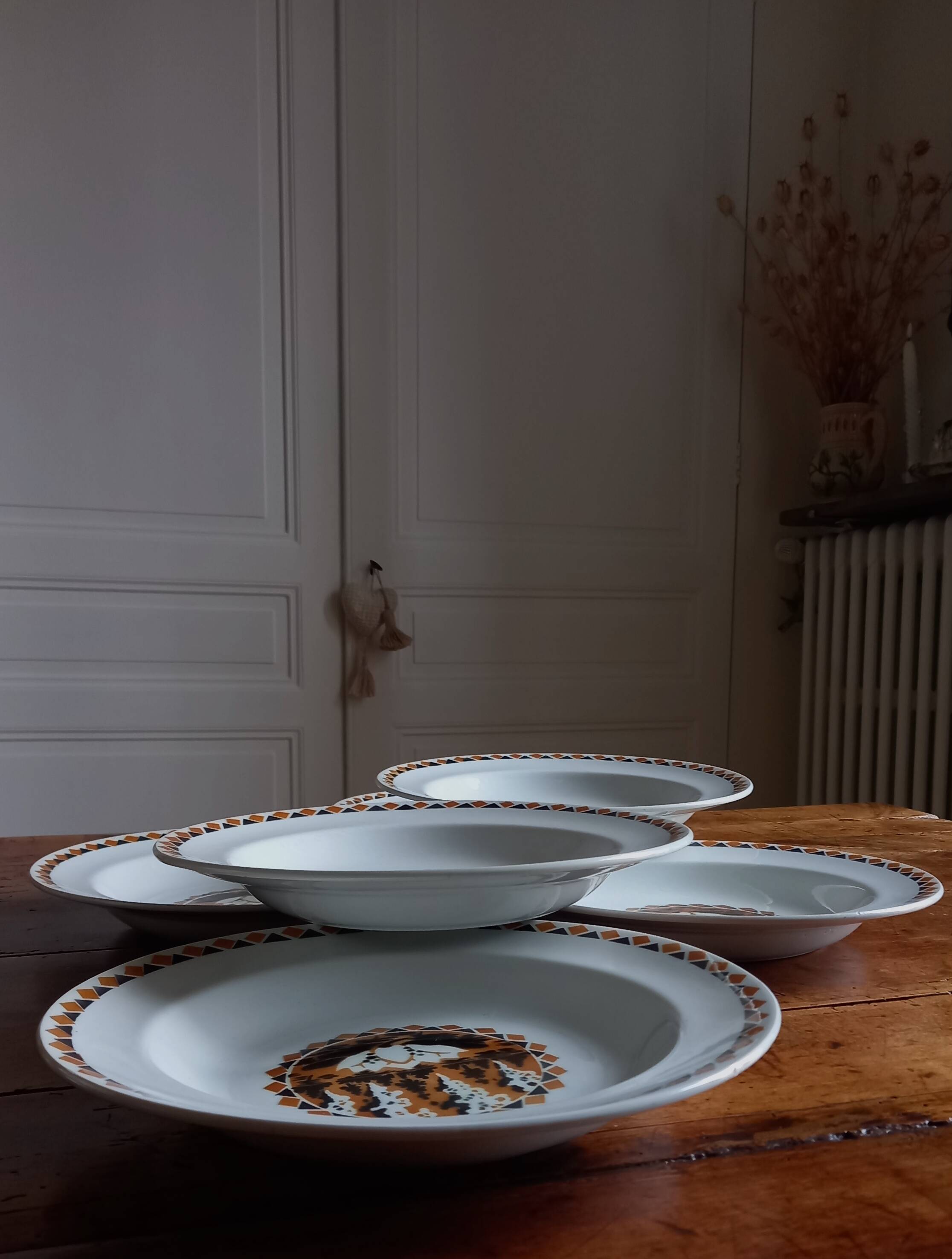 Set of 10 large ironstone plates Art Deco Saint-Amand Water Lily