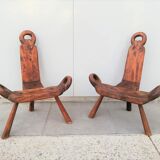 Paire de tabourets de traite brutalistes