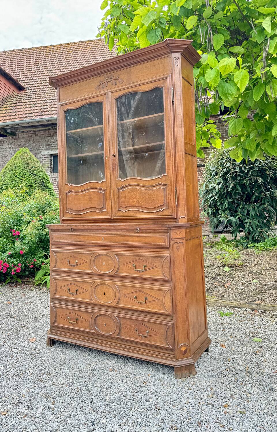 Impressive Castle Commode Forming Showcase From Louis XIV XVIII Eme Century