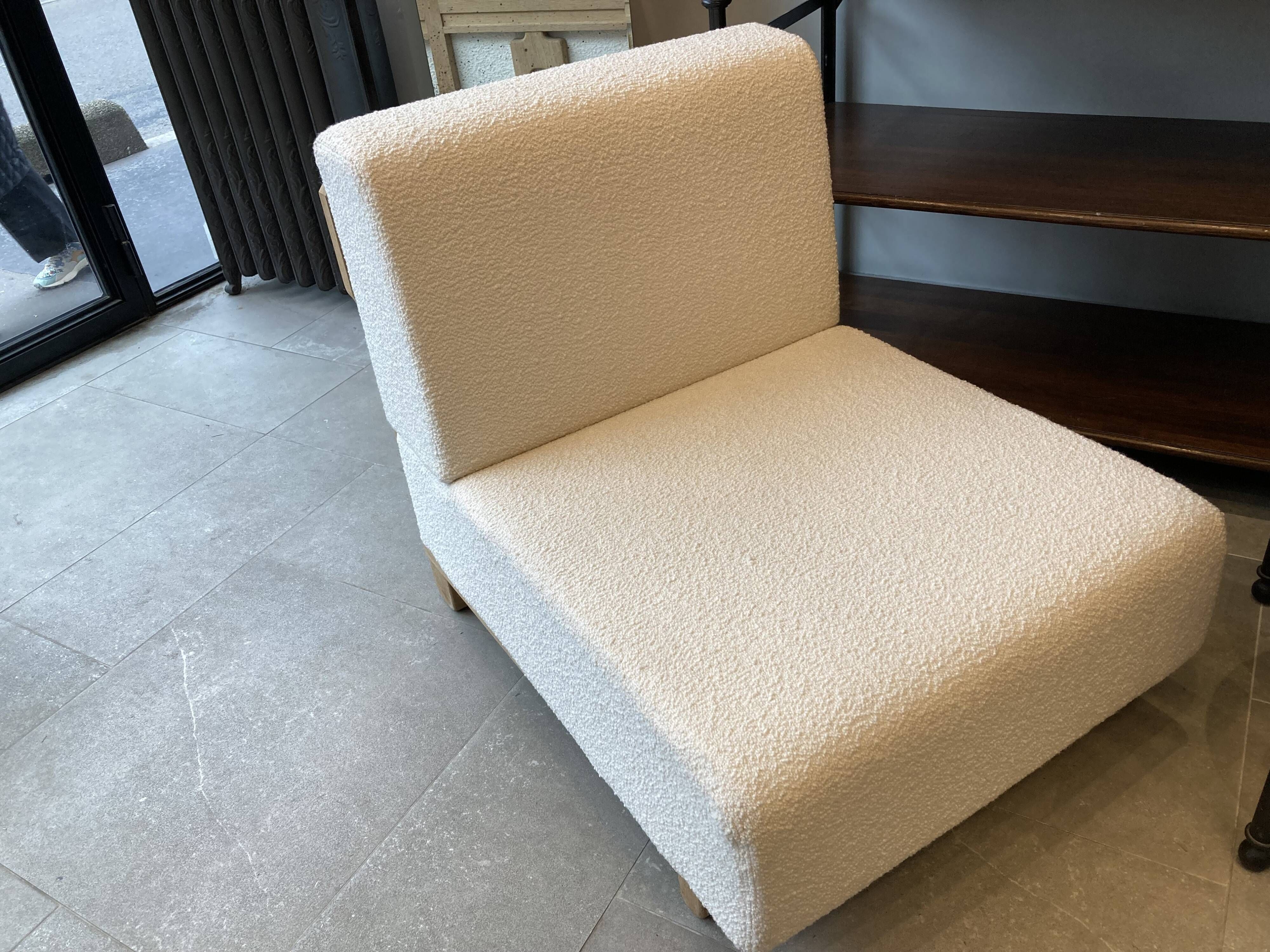 Pair of "Guillerme et Chambron" 1960' fireside chairs with remodeled seats and backrests