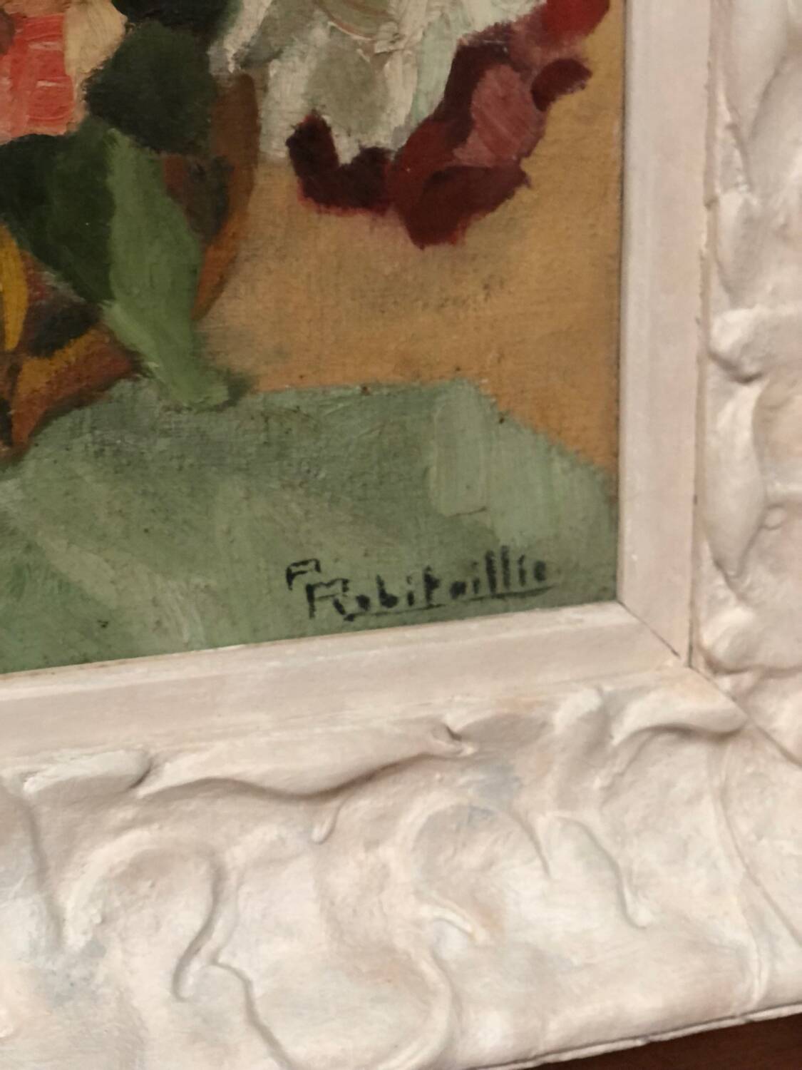 Antique oil painting, still life