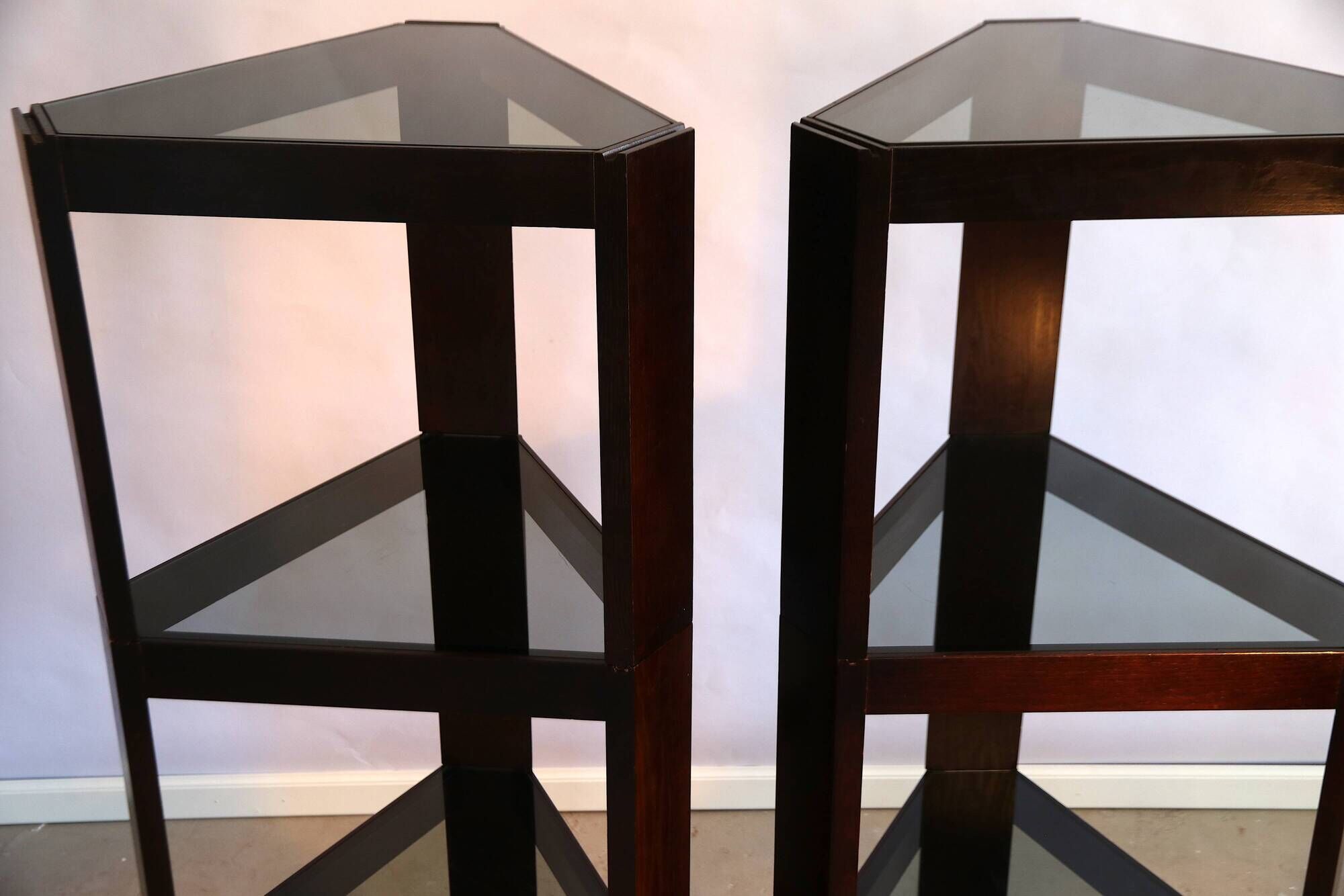 Lot of low tables Porada Arredi 6 modular pieces in wengé wood
