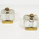 Pair of ice glass and brass wall lamps by Sische