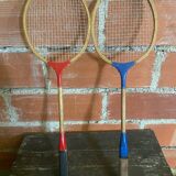 Paire de raquettes de badminton en bois, années 50