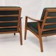 Pair of Scandinavian style armchairs, red velvet fir fabric 60s