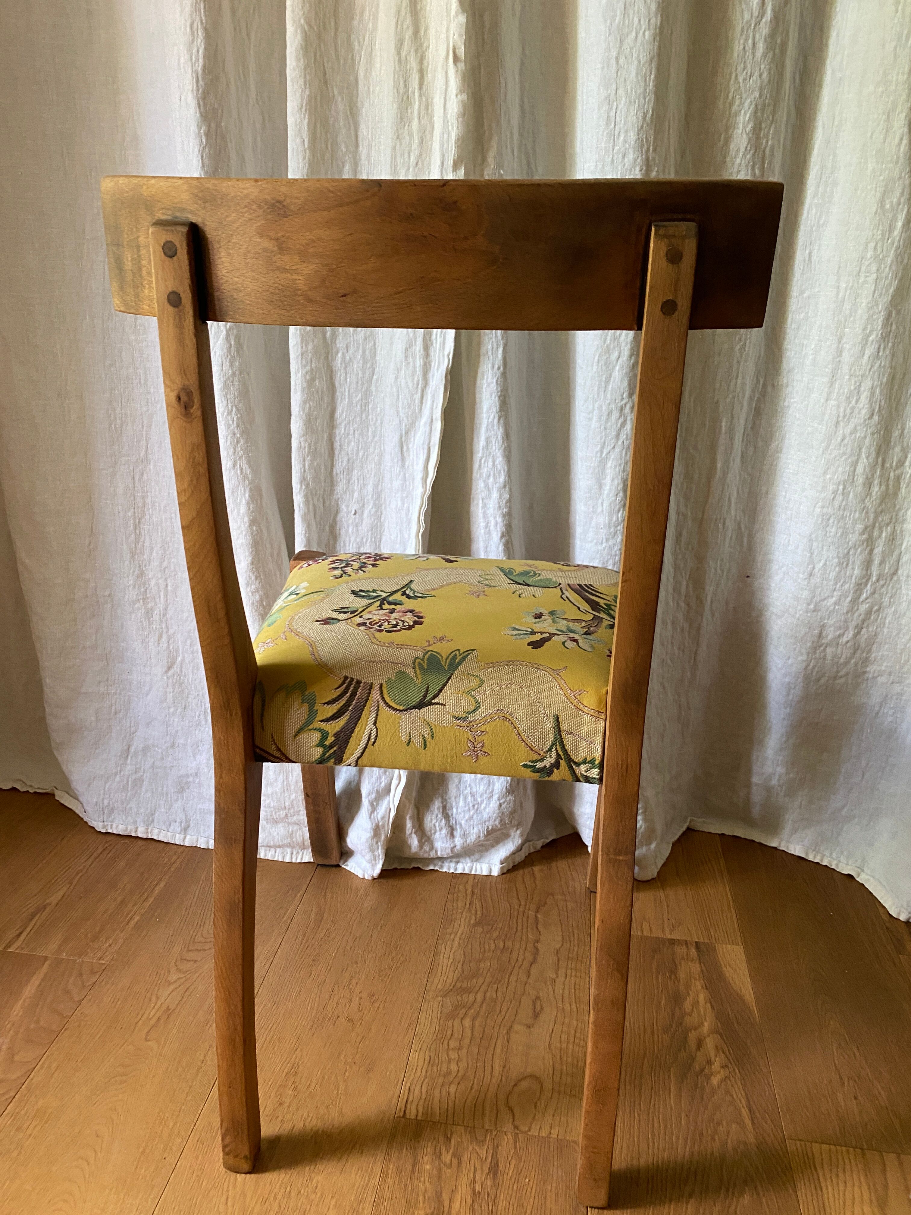2 chairs in yellow wood fabric pierre frey