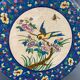 Large circular earthenware dish from Louvière with Longwy style bird decoration