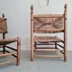 Paire fauteuils en bois et paille