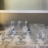 Set of 22 glasses with floral details engraved 1930