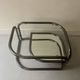rotating coffee table drop in tubular chrome metal, glass and mirror, design 1970