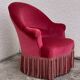 Old raspberry velvet toad armchair