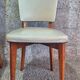 Set of 6 vintage chairs from the 1950s in wood and ivory white faux leather.