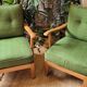 Pair of vintage armchair green fabrics