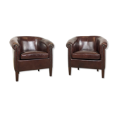 Ensemble de deux chaises de club de cuir