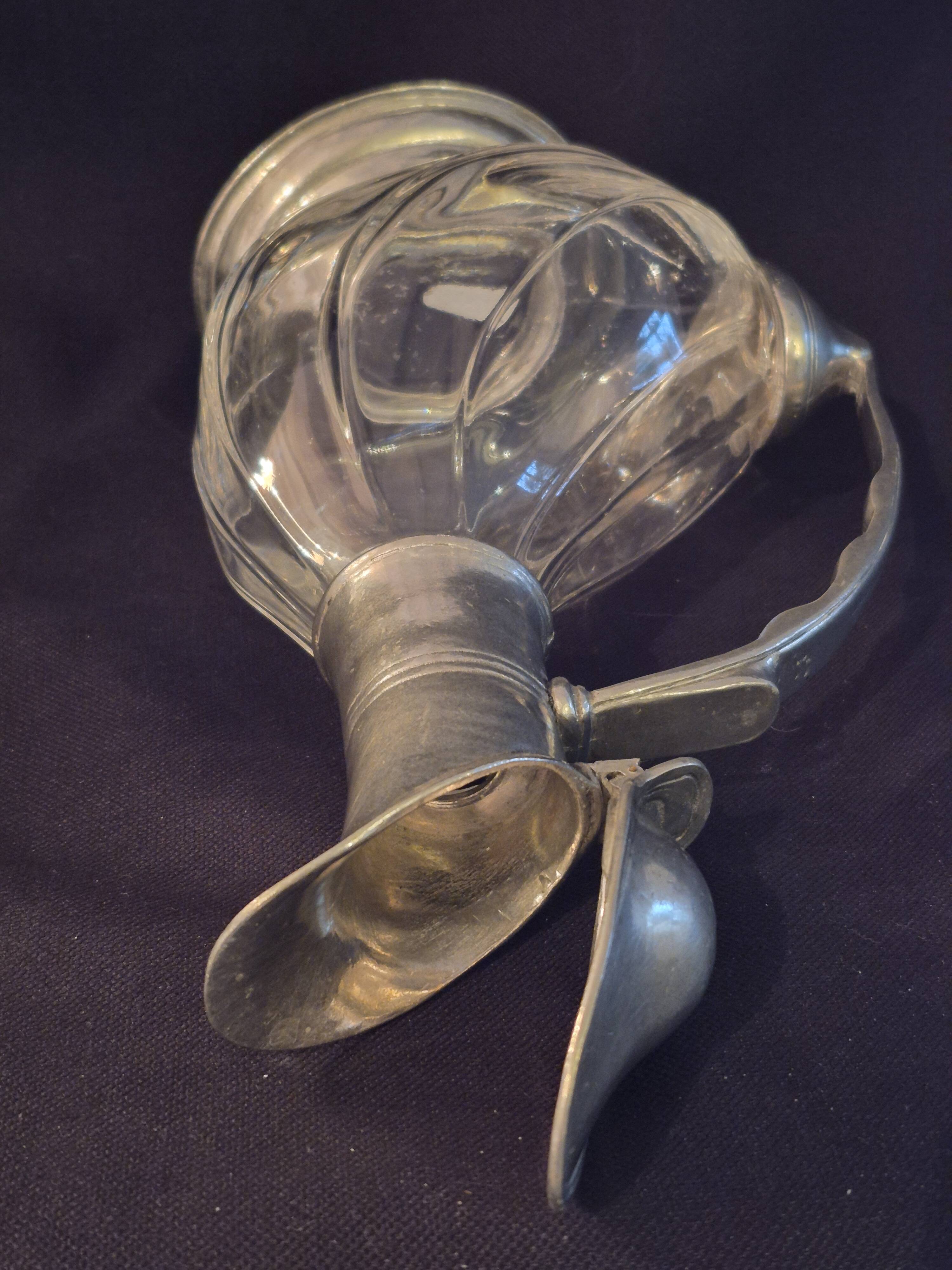 Wine carafe, duck design, glass and metal A553