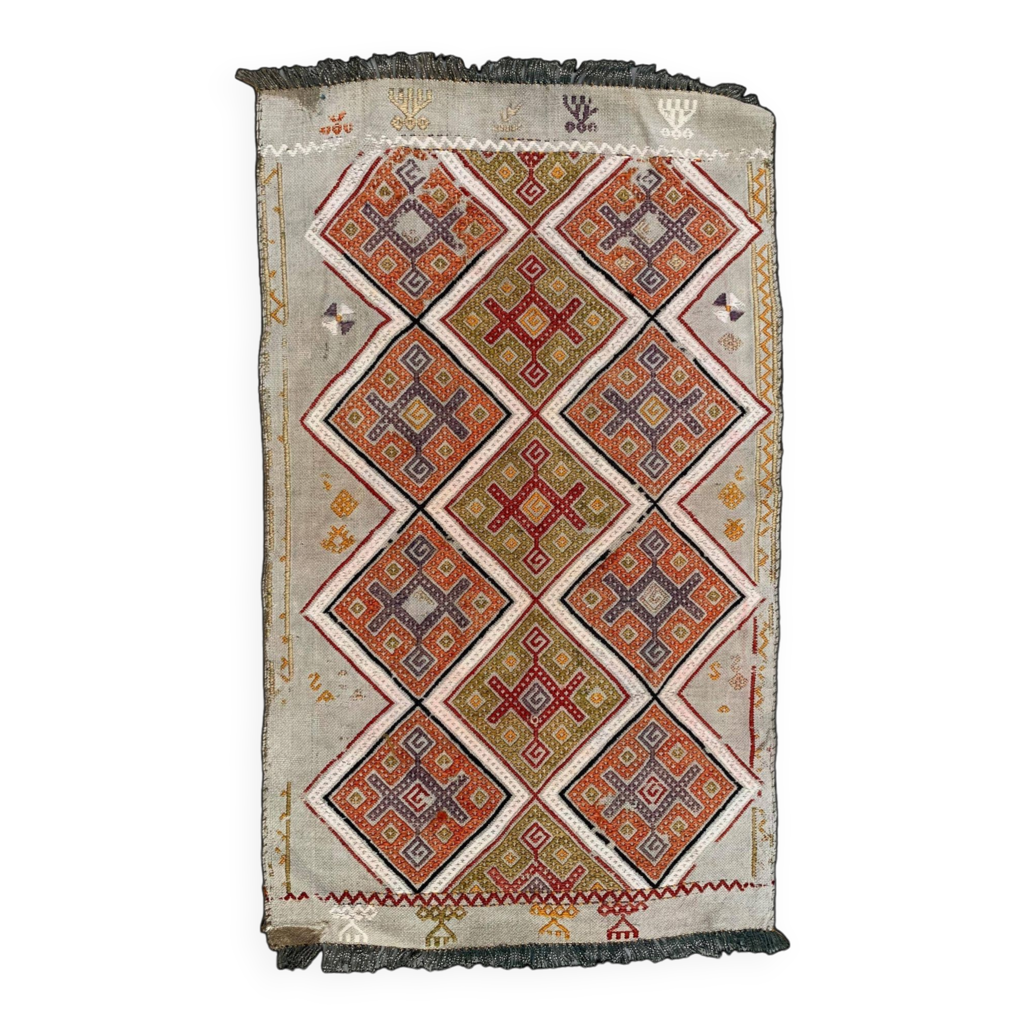 Vintage Turkish Mini Kilim 86x49 cm Wool Small Kelim Runner, shabby Chic