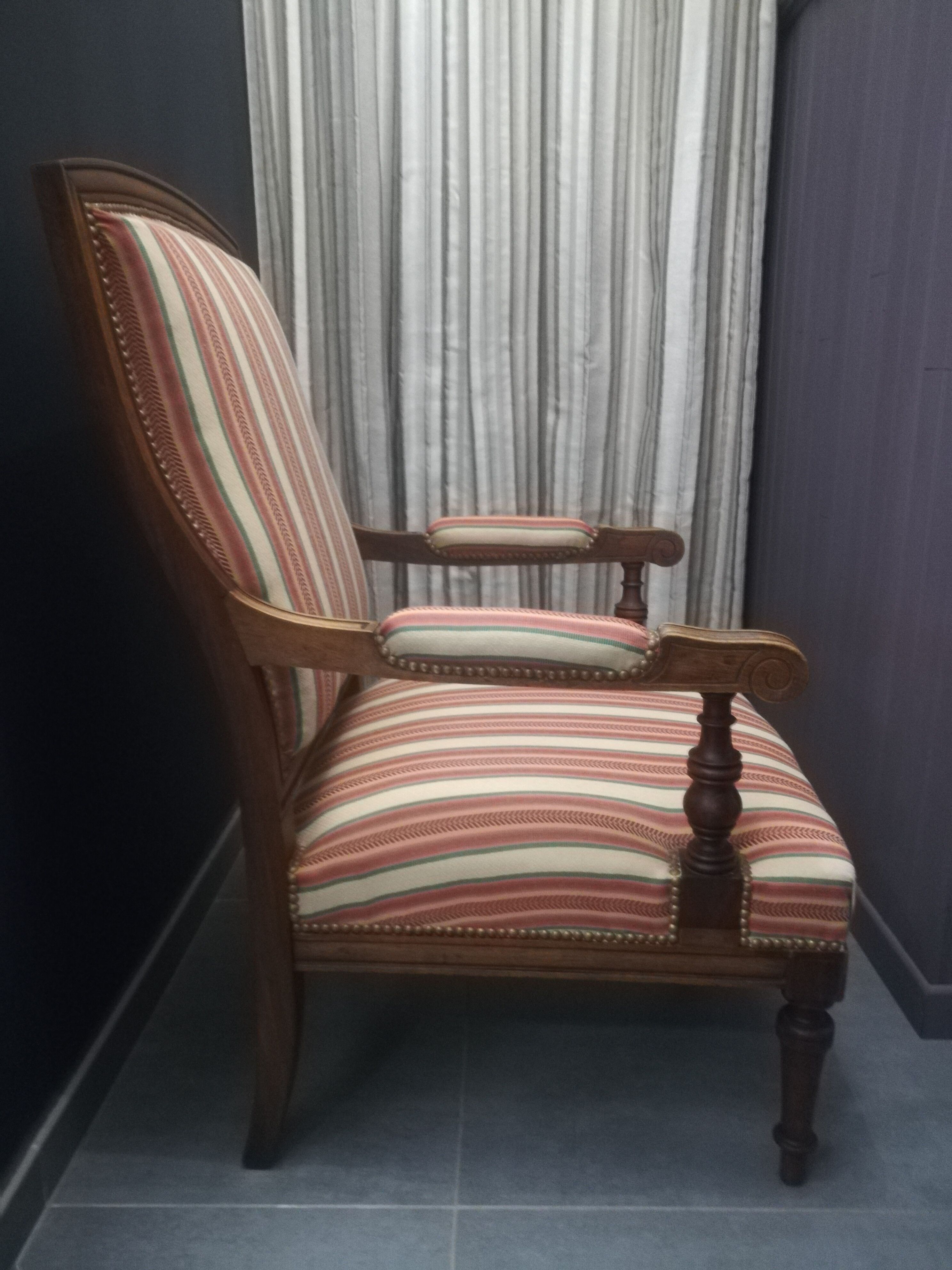 Pair of Louis XVI style walnut armchairs