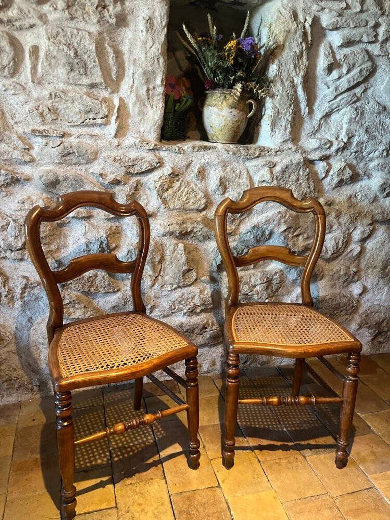 Pair of caned chairs 1950/60