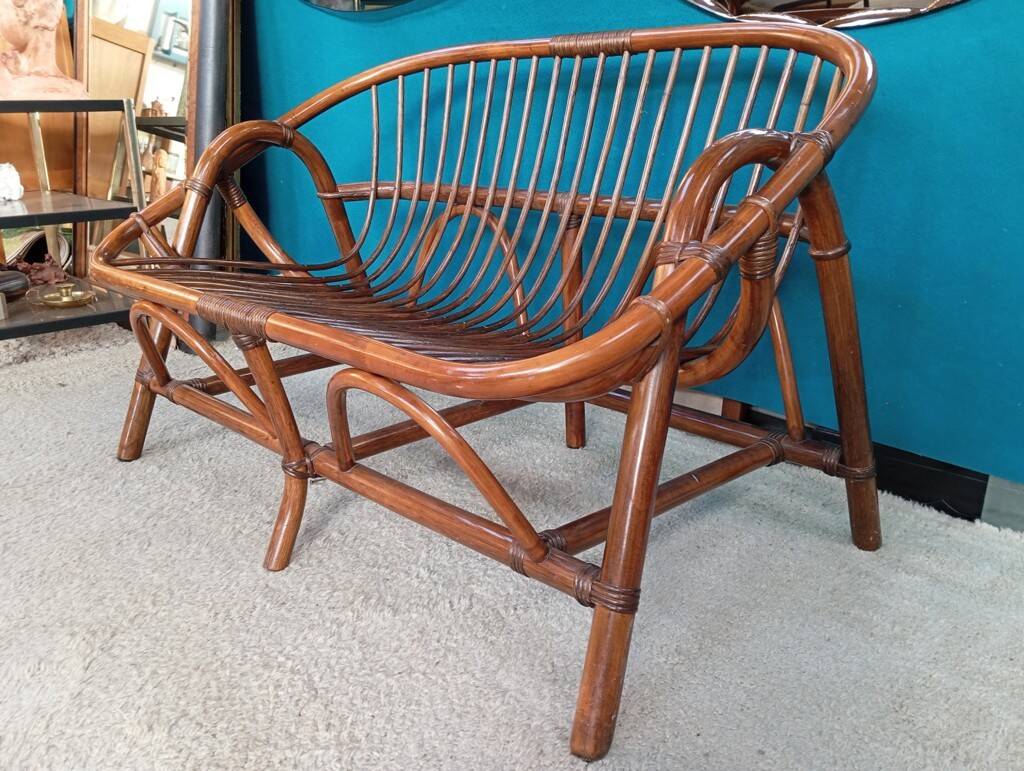 80s rattan bench