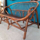 80s rattan bench