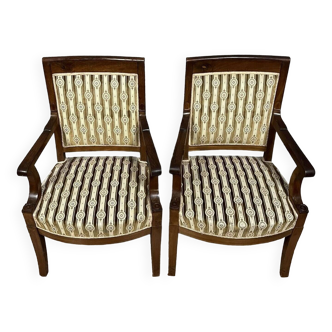 Paire de fauteuils de bureau époque Empire en acajou circa 1820