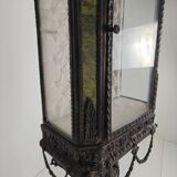 Continental Louis XIV-style cast zinc & green marble curio cabinet – early 20th century