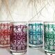 6 multicoloured hand-painted oriental style tea glasses