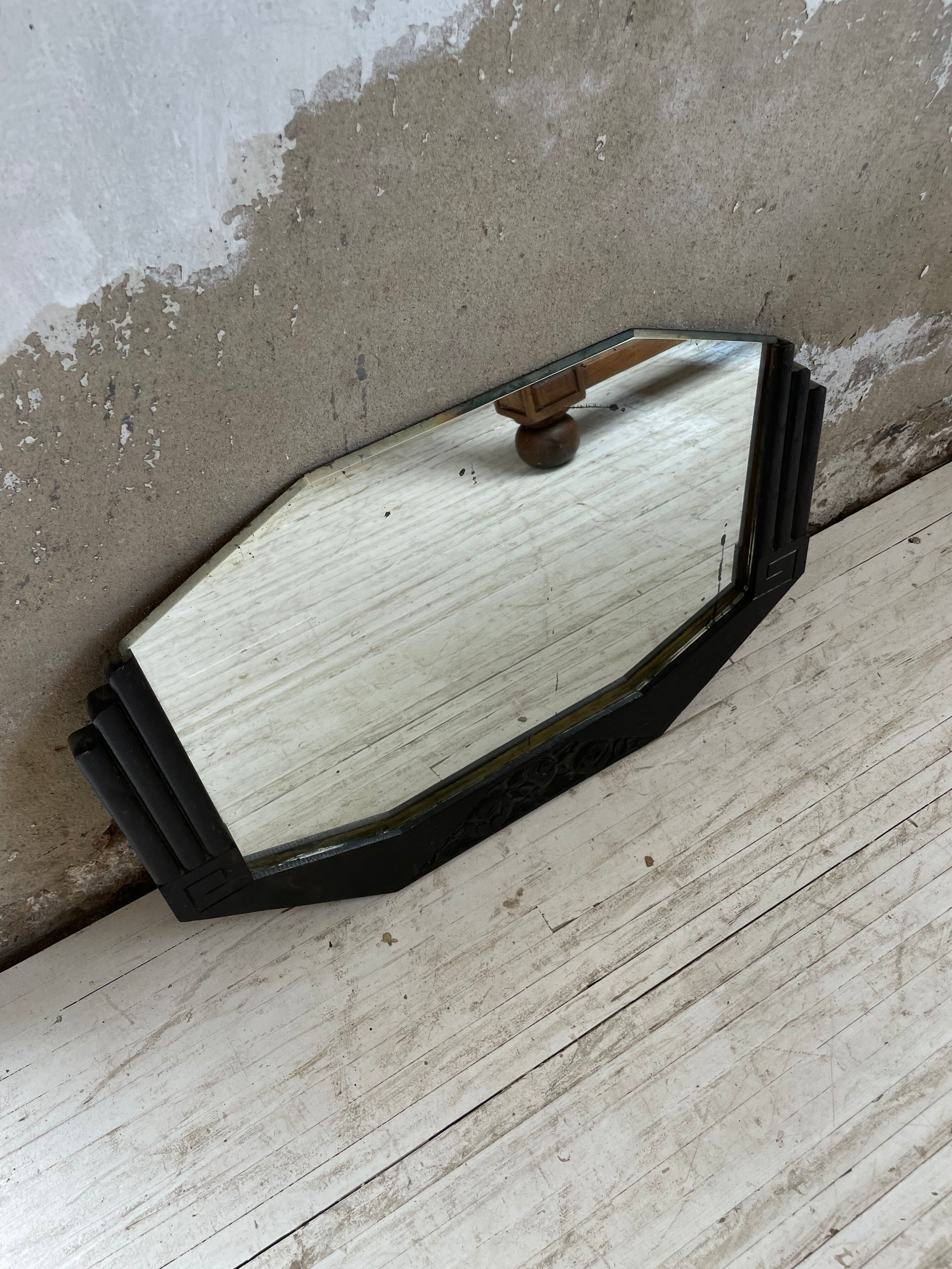 Black art deco mirror 65x46cm