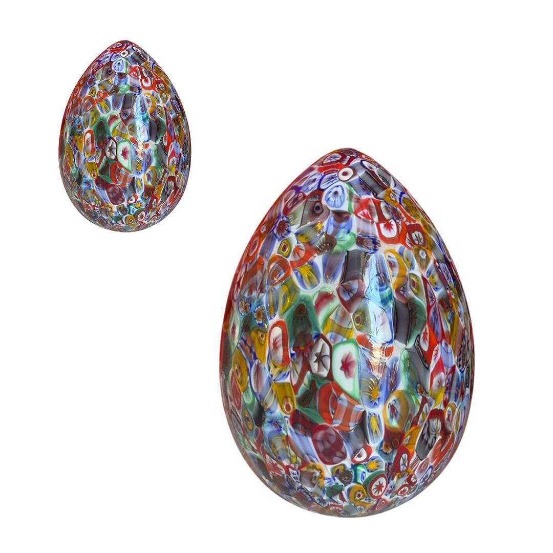 Floral multicolor murano style glass egg small table lamp, lot of 2 or a pair of chandeliers