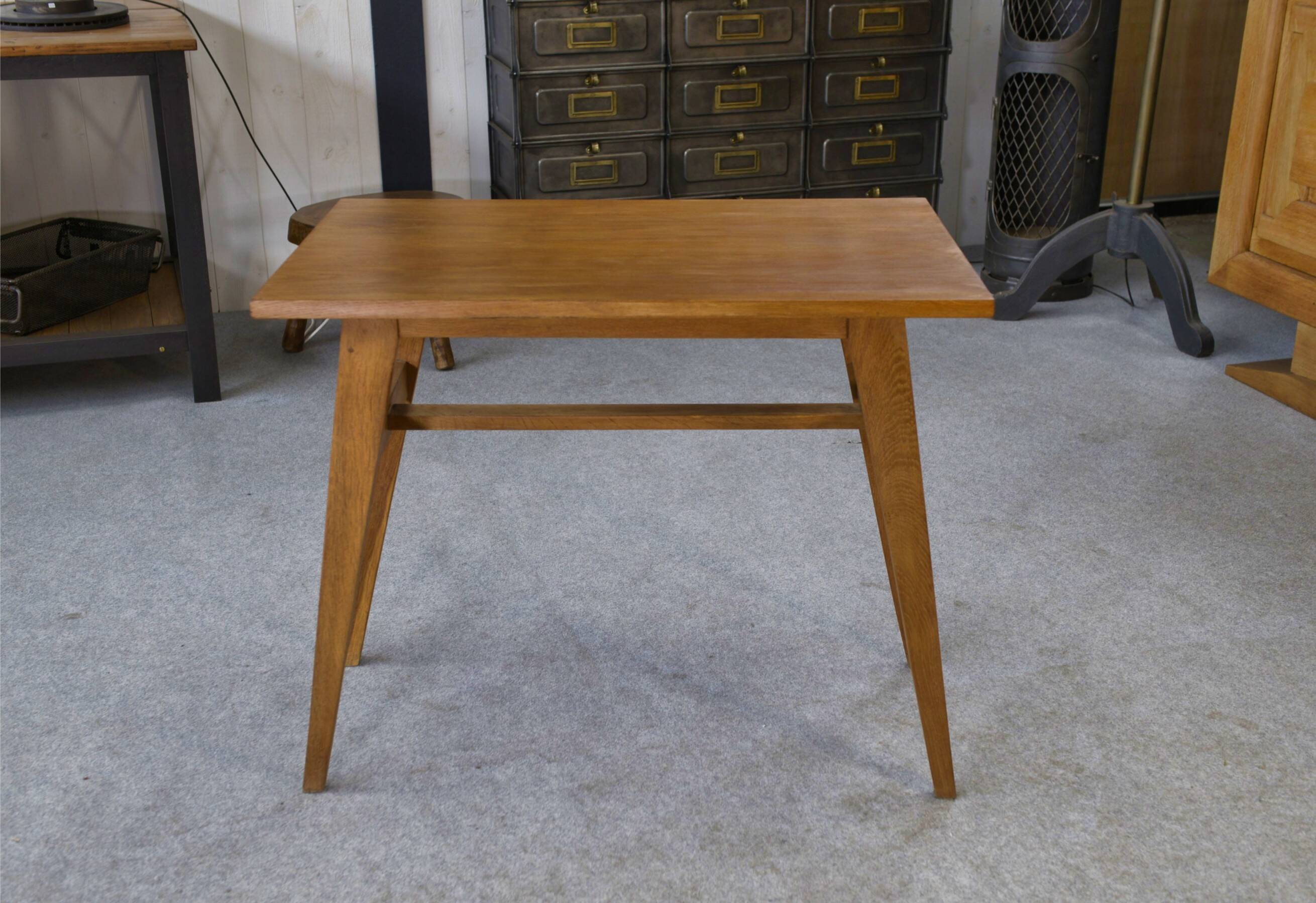 Oak side table with compass legs, 1960s