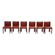 Set of six leather Italian dining chairs