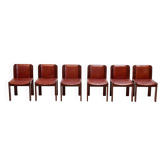 Set of six leather Italian dining chairs