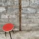 Tabouret formica triangular healing small red coffee table vintage tripod door plant