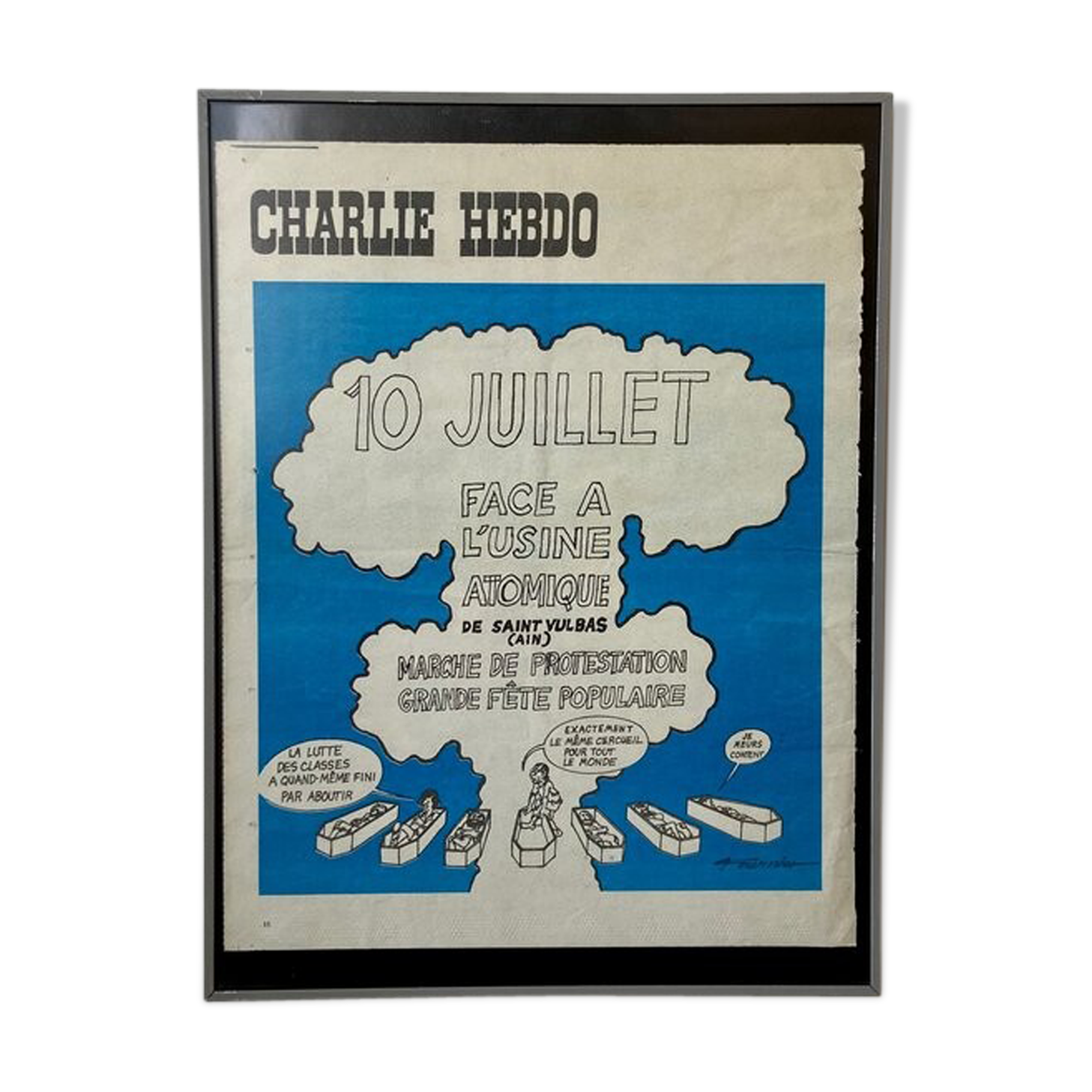 Fourth cover of Charlie Hebdo by Fournier framed, 28 June 1971