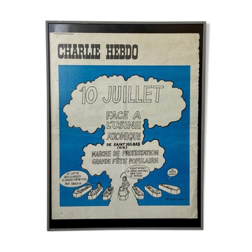Fourth cover of Charlie Hebdo by Fournier framed, 28 June 1971
