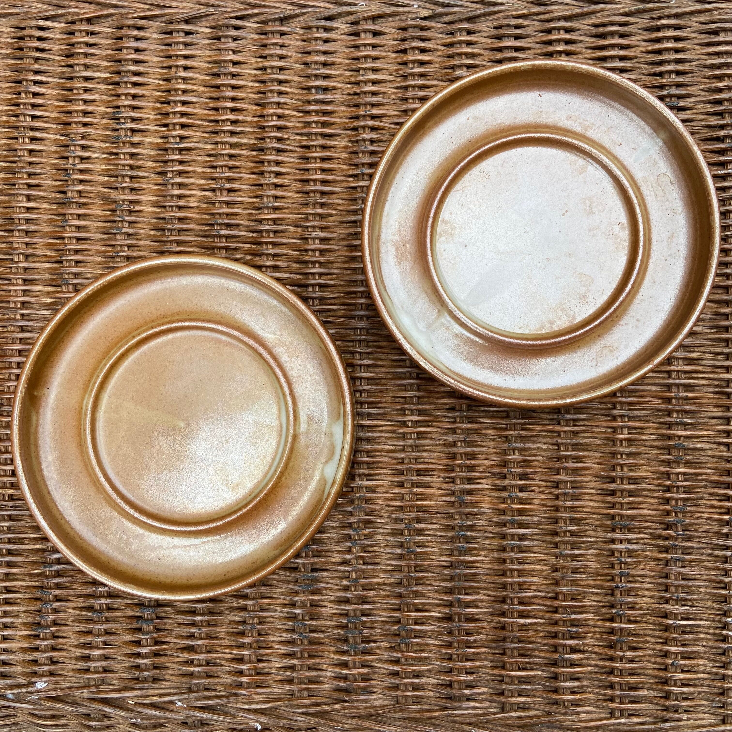 Lot de 2 assiettes en grès-Brenne Grand feu-années 70