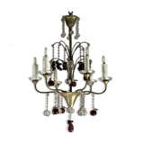 Silver bronze lustre garnished with pampilles, fruits and balls